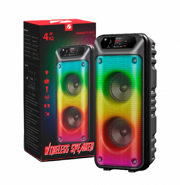 PARLANTE KTS DOBLE X 4" BT/USB/SD/FM/AUX C/LUCES KTS-1622