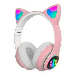 Audífonos Gamer Inalámbricos Cat Stn-28 Gatita Con Luz Led Colores RGB - SALE POR CAJON